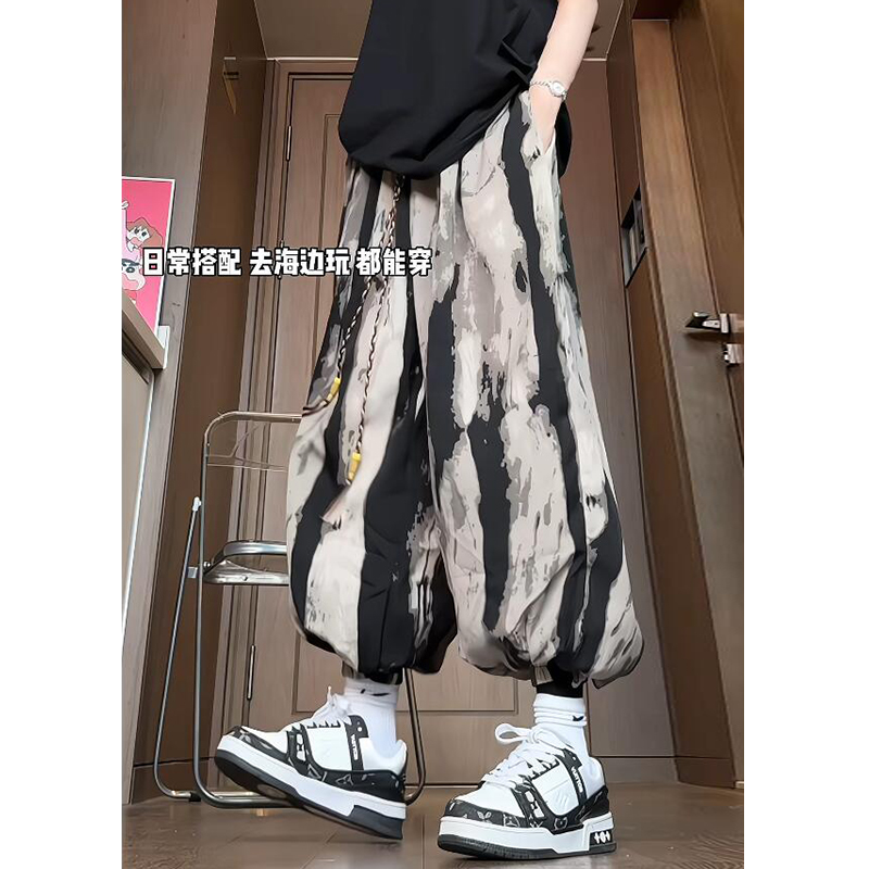 冰丝垂感灯笼裤男大码阔腿裤中国风休闲裤 K130-P45 衬衫C215P40