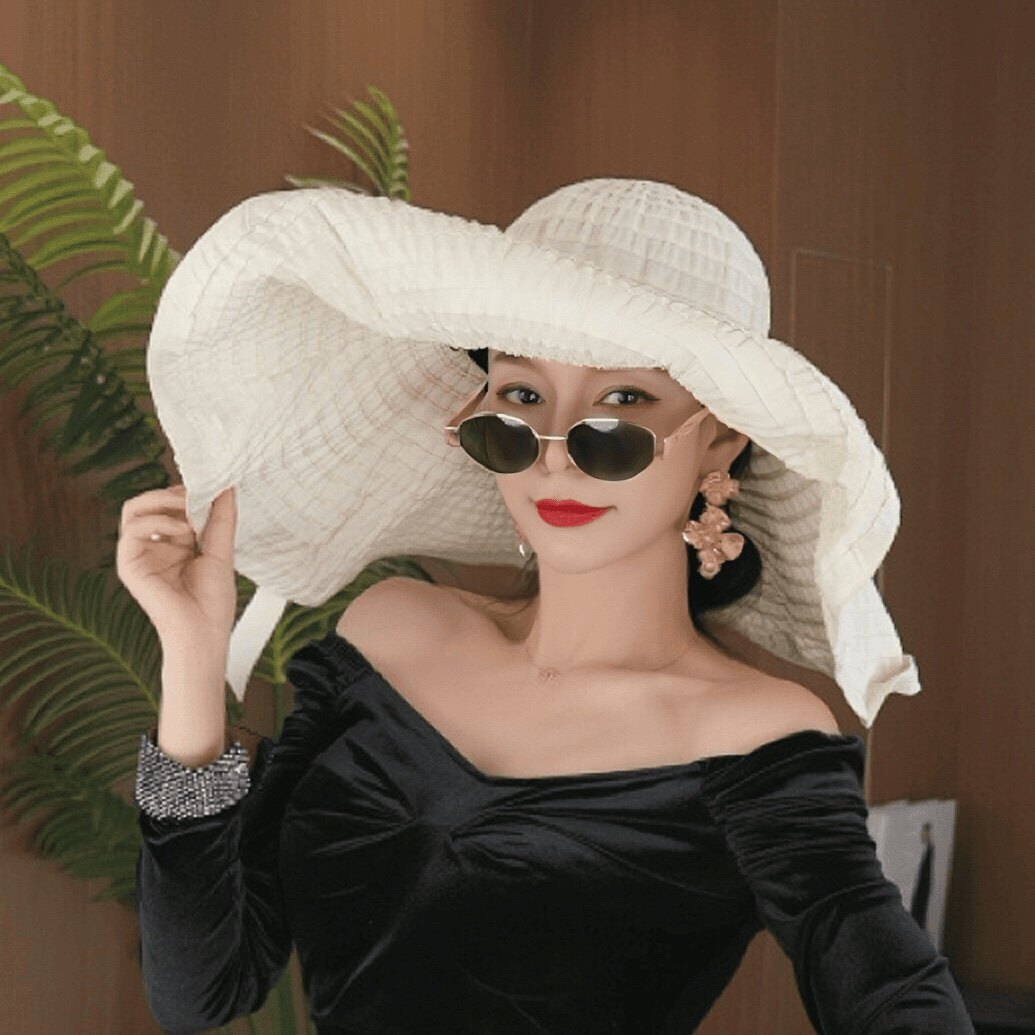 云南帽子女夏季超大帽檐折叠海边度假沙滩网红大沿遮阳防晒太阳帽