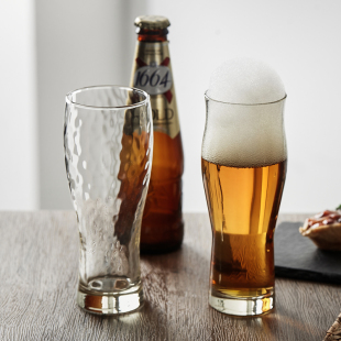 无铅玻璃杯 日本进口东洋佐佐木锤纹琥珀啤酒杯精酿小麦扎啤杯日式