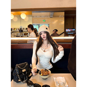 秋澄LeeAutumn柔欲classic 纯欲绑带镂空V领蕾丝上衣打底秋冬内搭