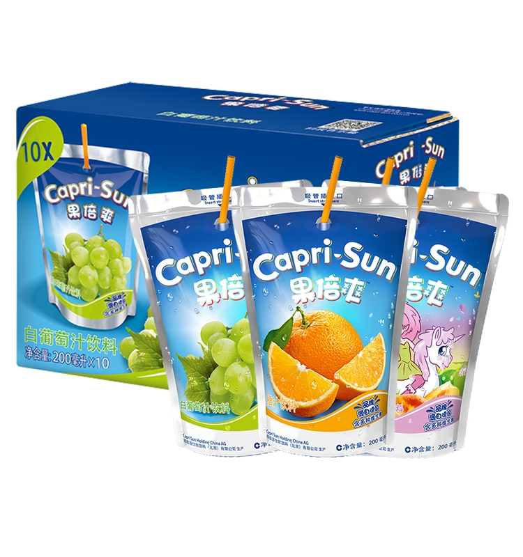 capri-sun果倍爽果汁橙汁白葡萄梨汁桃苹果味口味饮料袋装整箱 咖啡/麦片/冲饮 果味/风味/果汁饮料 原图主图