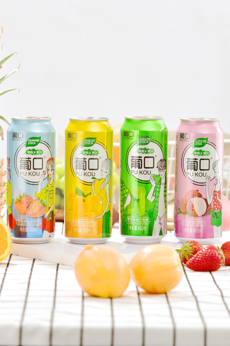 广东葡口果肉果粒饮料葡萄百香果果汁小青柠低糖网红饮料490ml