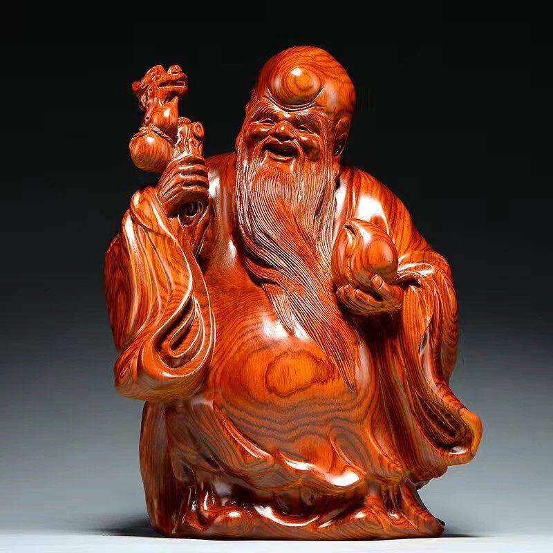 花梨木雕刻老寿星公摆件