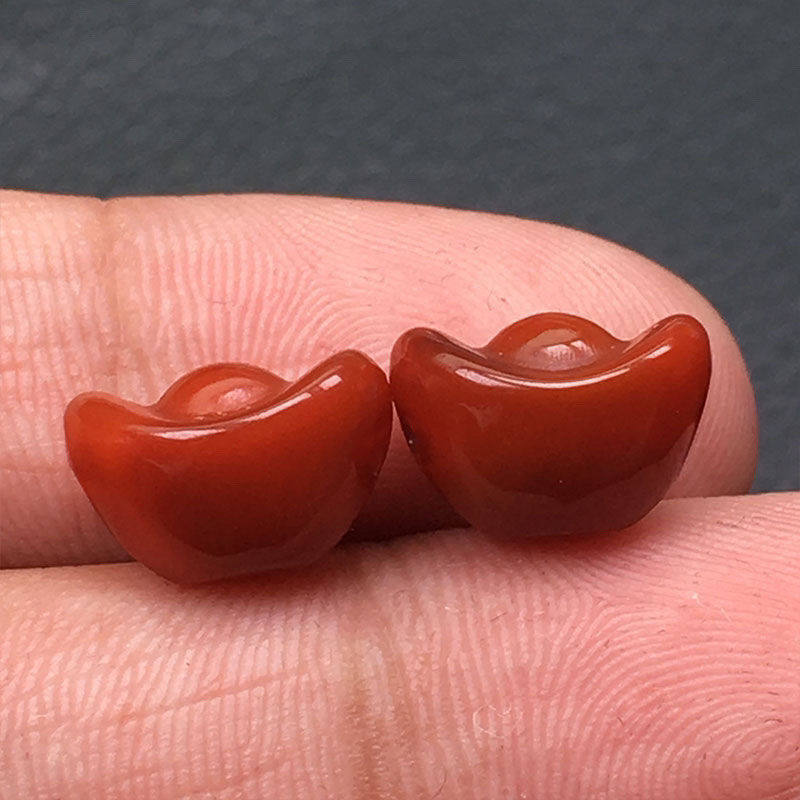 天然红玛瑙南红元宝背云吊坠挂坠金刚星月菩提手串diy配饰配件