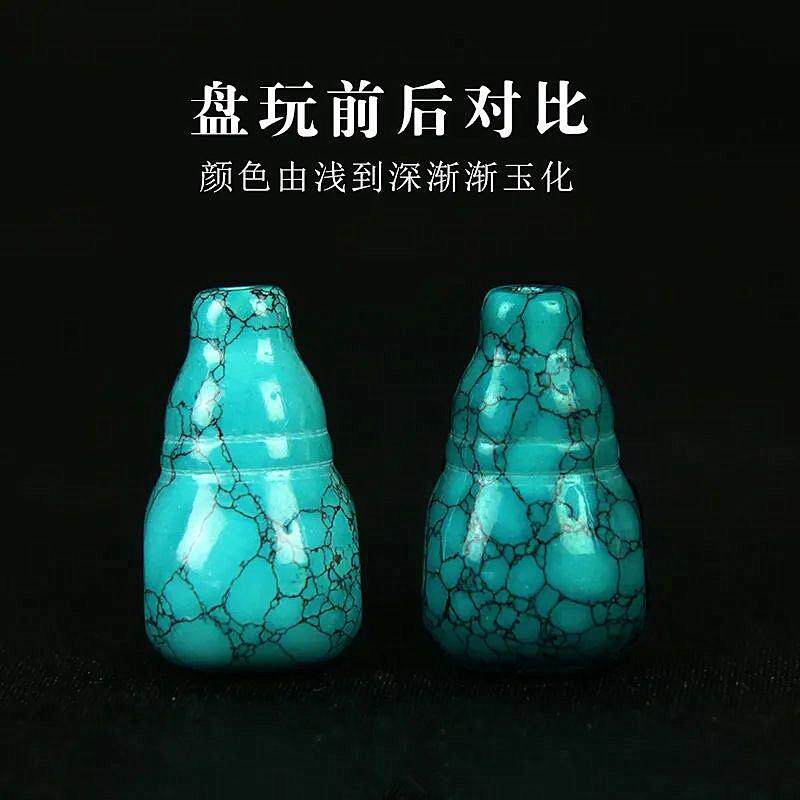 原矿天然绿松石三通乌兰网花纹老型款高瓷保真文玩配珠配饰品配件