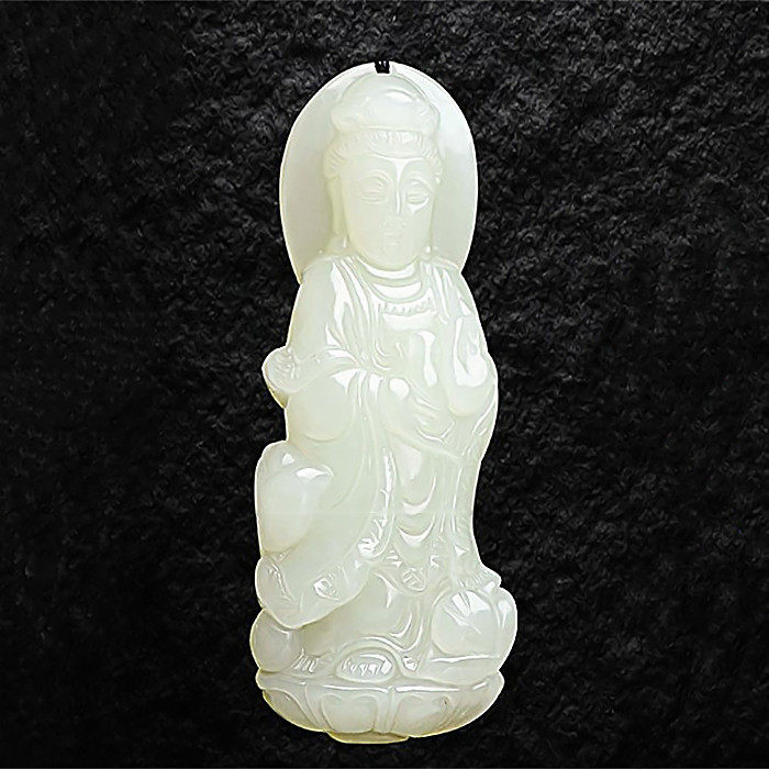 天然和田玉白玉立体观音