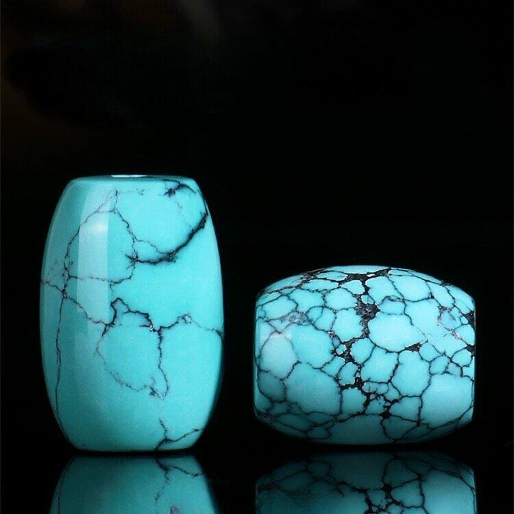 原矿天然绿松石桶珠隔珠