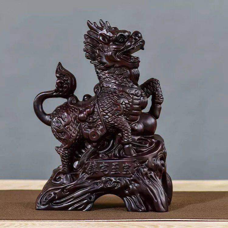黑檀木雕麒麟摆件大号一