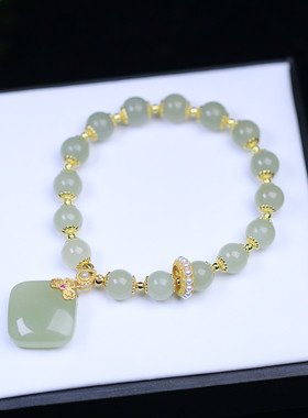 天然和田玉情水手链搭配s925银放糖配件时尚简约男女生款饰品手串