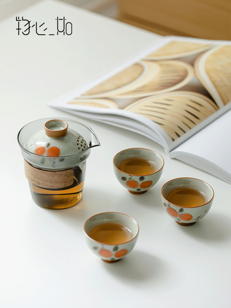 石狮如意阁窑手绘盖碗茶杯快杯防烫手提壶旅行茶具商务礼品,餐饮具,功夫茶具,淘宝优惠券,粉丝福利购,淘宝优惠卷