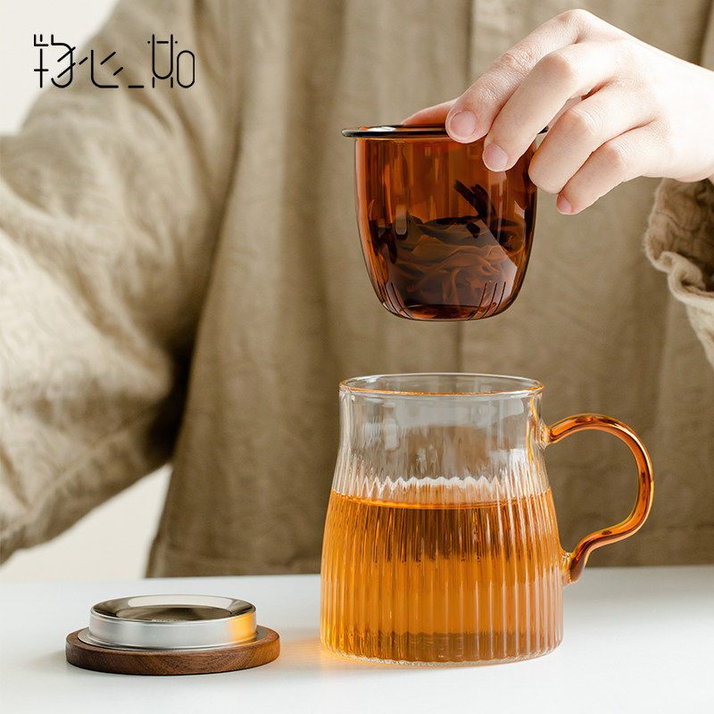 物心一如玻璃茶杯茶水分离办公室泡茶杯子男士过滤可携式旅行茶具