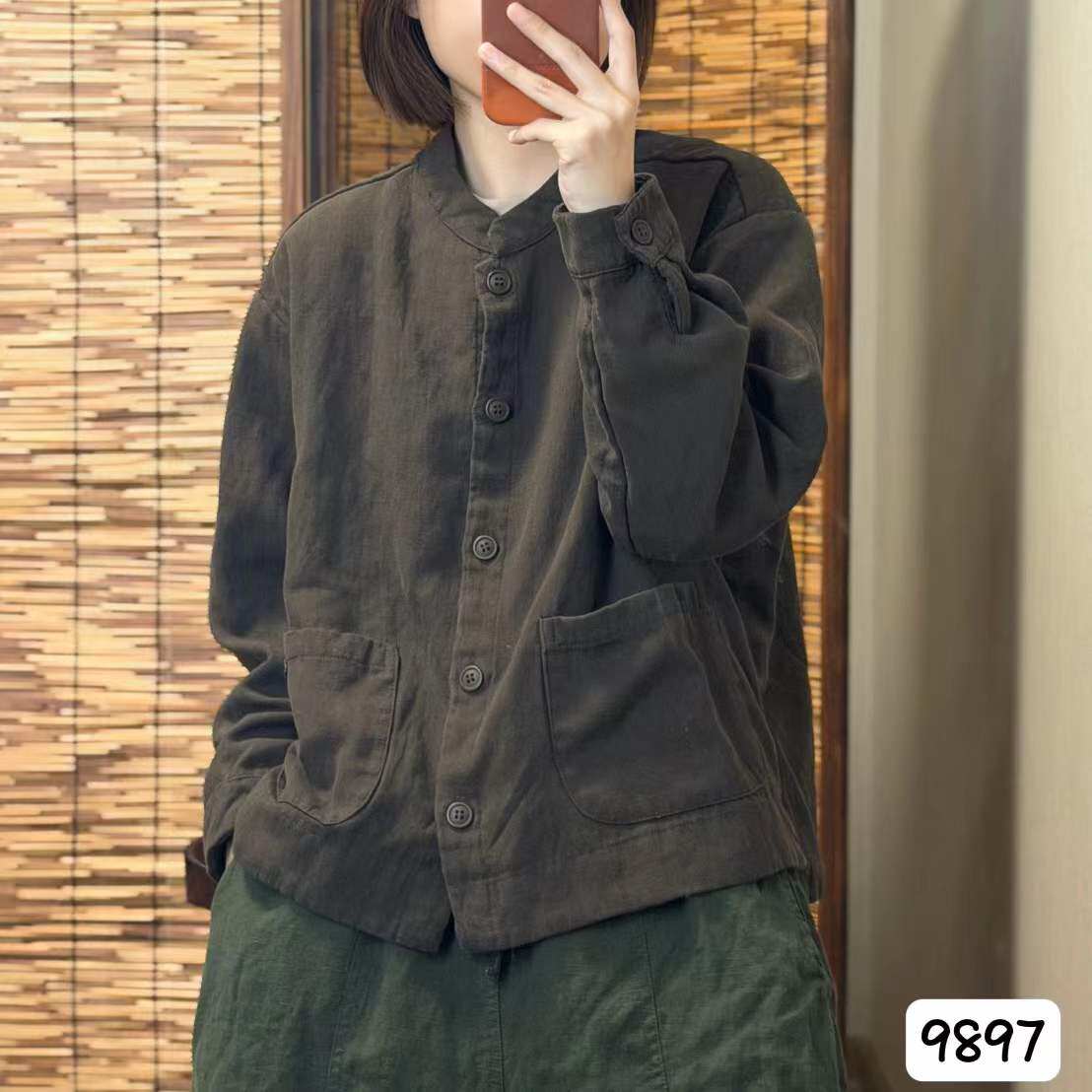 亚麻外套立领上衣女士外套