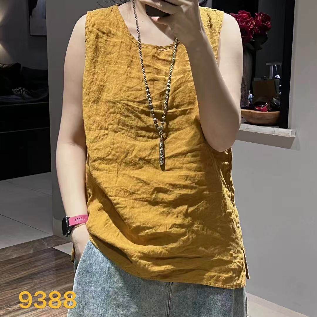 春夏新款亚麻背心打底坎肩