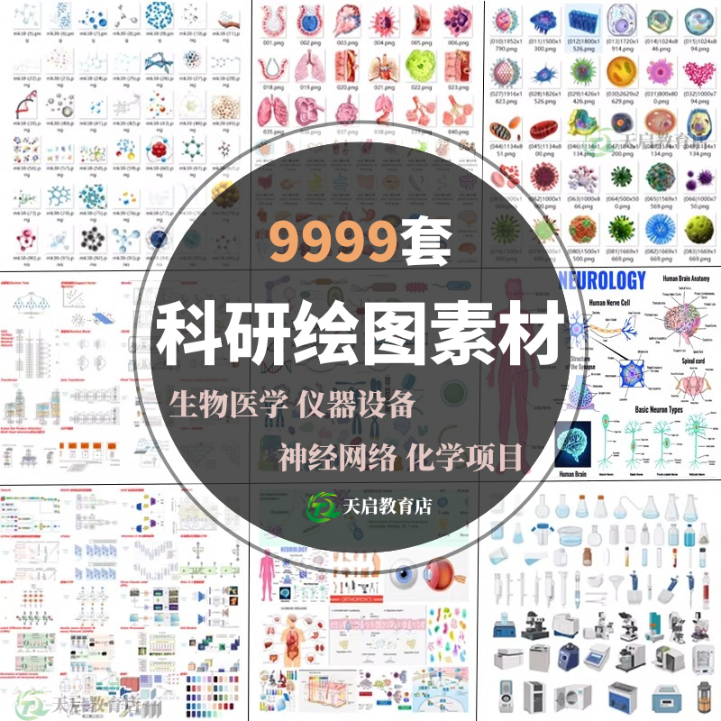 科研绘图素材ppt材料实验仪器设备化学生物流程图片SCI器官细胞AI