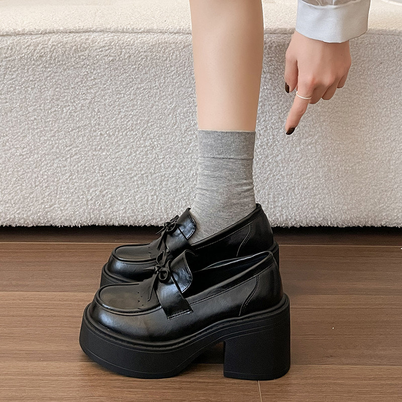 不累脚英伦风小皮鞋女2026春新款浅口小个子百搭ins蝴蝶结乐福鞋,女鞋,乐福鞋（豆豆鞋）,淘宝优惠券,粉丝福利购,淘宝优惠卷