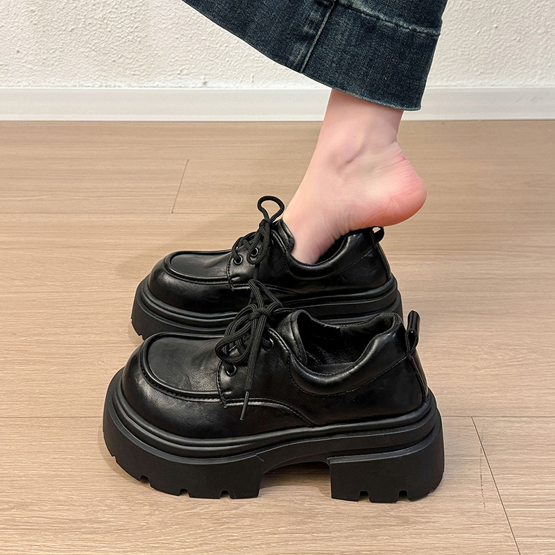 英伦风小皮鞋女2026春季爆款ins潮百搭交叉系带厚底乐福鞋配制服,女鞋,乐福鞋（豆豆鞋）,淘宝优惠券,粉丝福利购,淘宝优惠卷