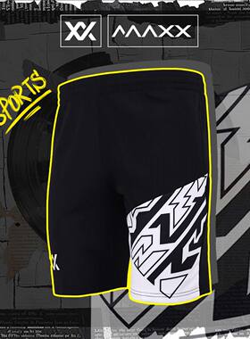 夏季时尚黑色宽松印花运动短裤男款透气速干五分羽毛球运动裤