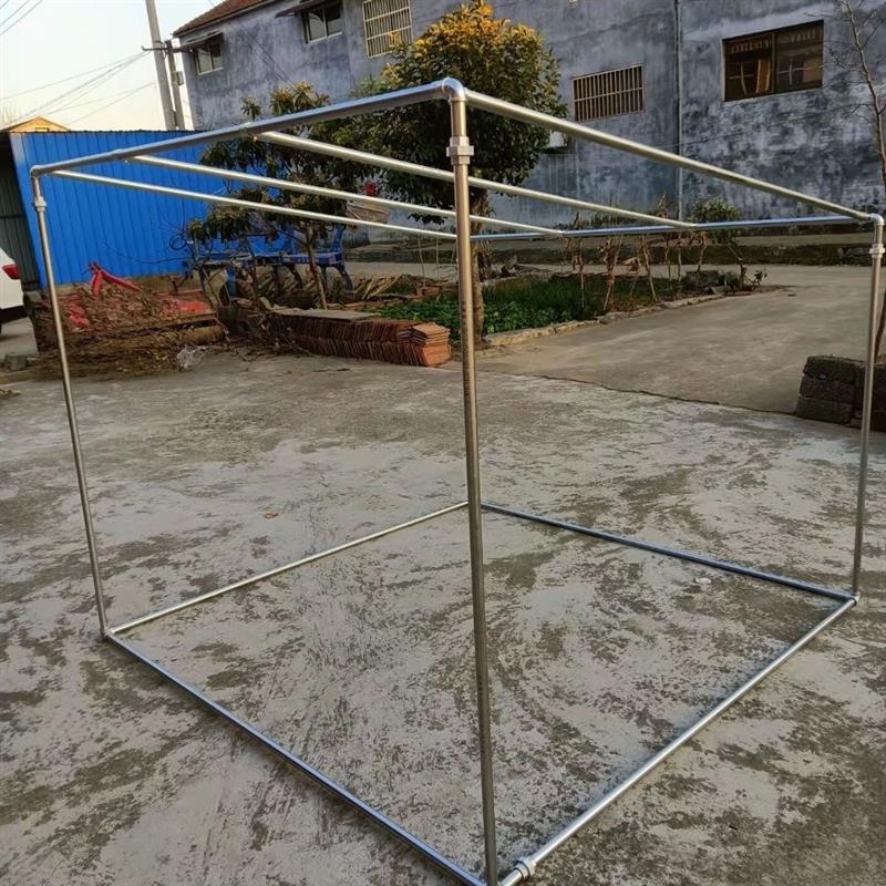 镀锌钢管水管遮阳棚防雨棚花棚架斜顶架弧形加厚防风暖棚架可订制