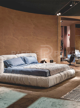 意式云朵双人床主卧大床箱体床全真皮设计师慵懒Milano简约轻奢风