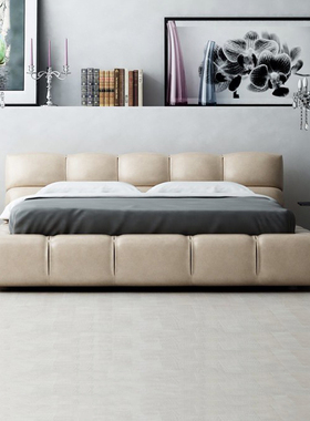 rafflepinker床主卧婚床现代简约真皮双人床舒适意式baxter设计师