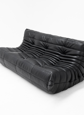 毛毛虫沙发意式轻奢真皮客厅单人沙发皮艺防污转角可躺可睡小户型