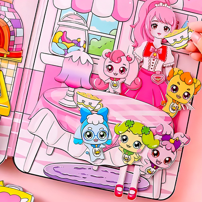 奇妙萌可和乐美的家磁力安静书2026新款贴纸书女孩儿童玩具6岁以上爱心公主换装贴纸手工diy过家家生日礼物