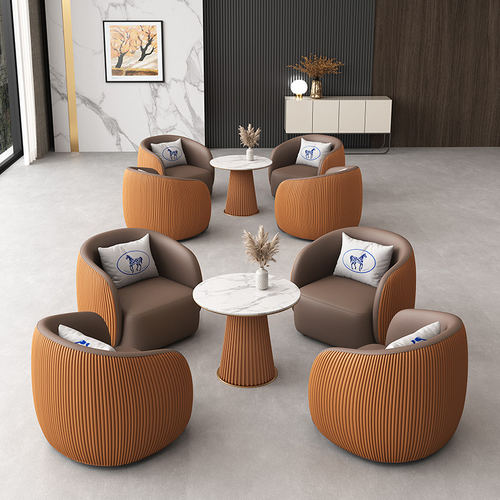 售楼处售楼部一桌4椅休息区酒店小圆桌洽谈桌接待洽谈桌椅组合