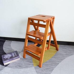 实木家用折叠梯二三四步梯子凳多功能椅凳创意花架室内登高台阶