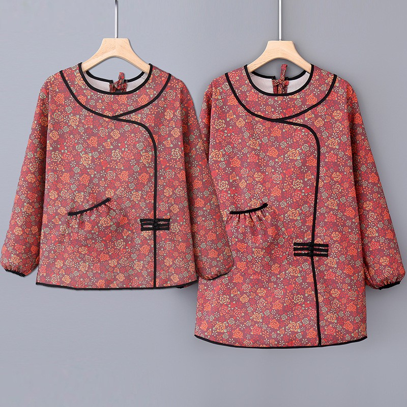 国风时尚喜庆洋气碎花围裙厨房做饭居家工作饭店上班罩衣反穿衣