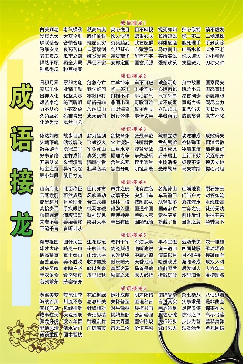 成语接龙挂图国学传统文化海报宣传画展板墙贴海报定制校园装饰画