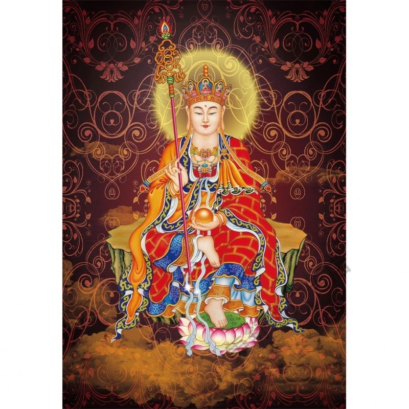 南无大愿地藏王菩萨佛像画像 湖景海报贴画定制客厅装饰画自粘画