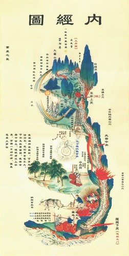 内经图传统养生修真气功图自粘自贴画
