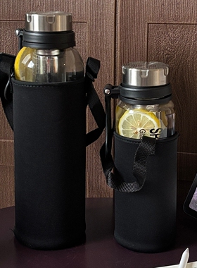 送男友高级感玻璃杯男士夏季超大容量1000ml水杯茶水分离泡茶杯子