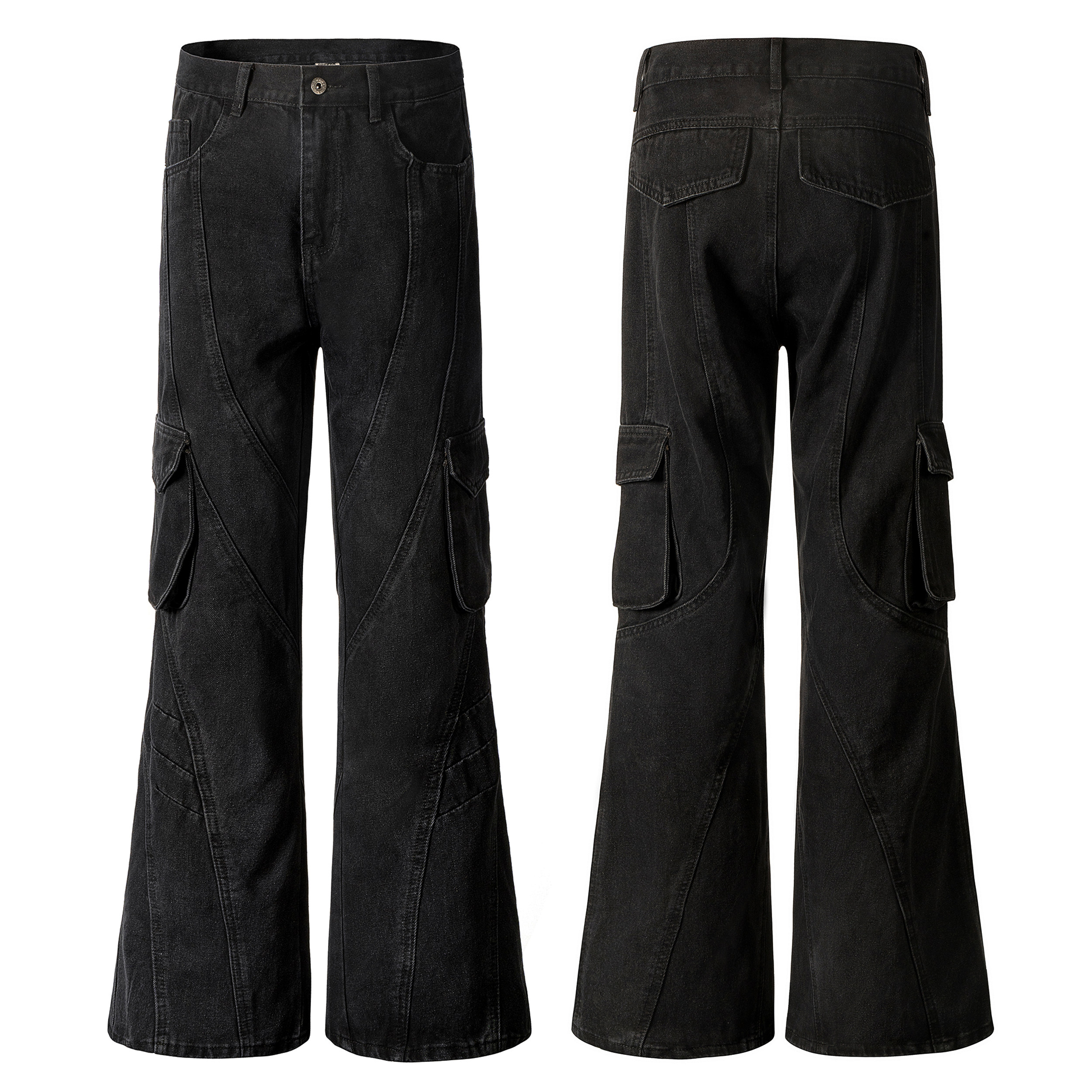 ZLAYCO美式重工解构水洗做旧微喇牛仔裤男vibe复古宽松直筒工装裤,男装,牛仔裤,淘宝优惠券,粉丝福利购,淘宝优惠卷