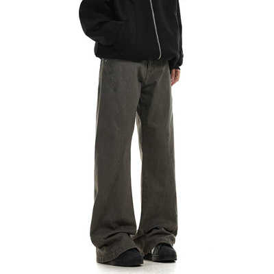 ZLAYCO街头工装牛仔裤男女百搭微喇美式复古vibe风直筒微喇长裤子