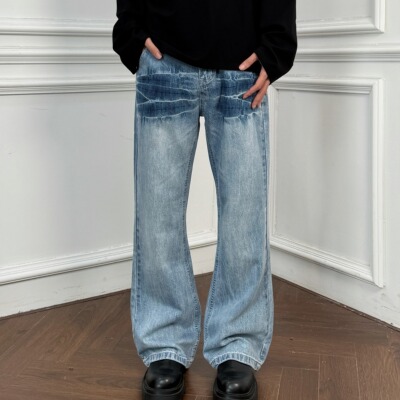 ZLAYCO水洗蓝闪电微喇显瘦牛仔裤