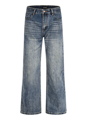 ZLAYCO美式复古水洗做旧直筒牛仔裤男女宽松休闲百搭垂感