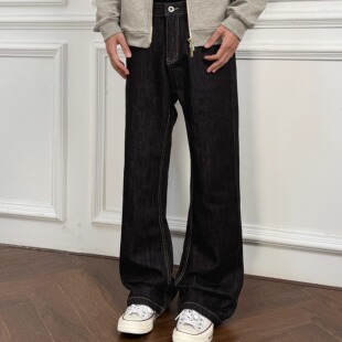 ZLAYCO美式复古原牛小众高街牛仔裤微喇Cleanfit宽松显瘦男女长裤