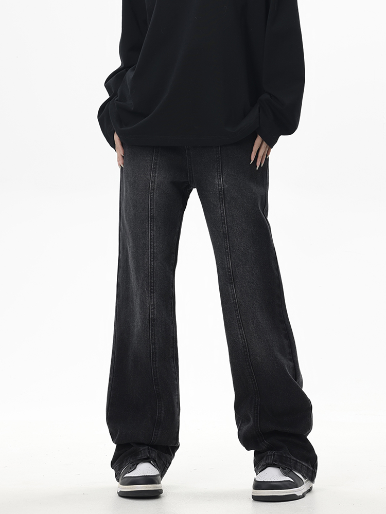 ZLAYCO 高街vibe风微喇水洗牛仔裤男女百搭设计感宽松直筒长裤子