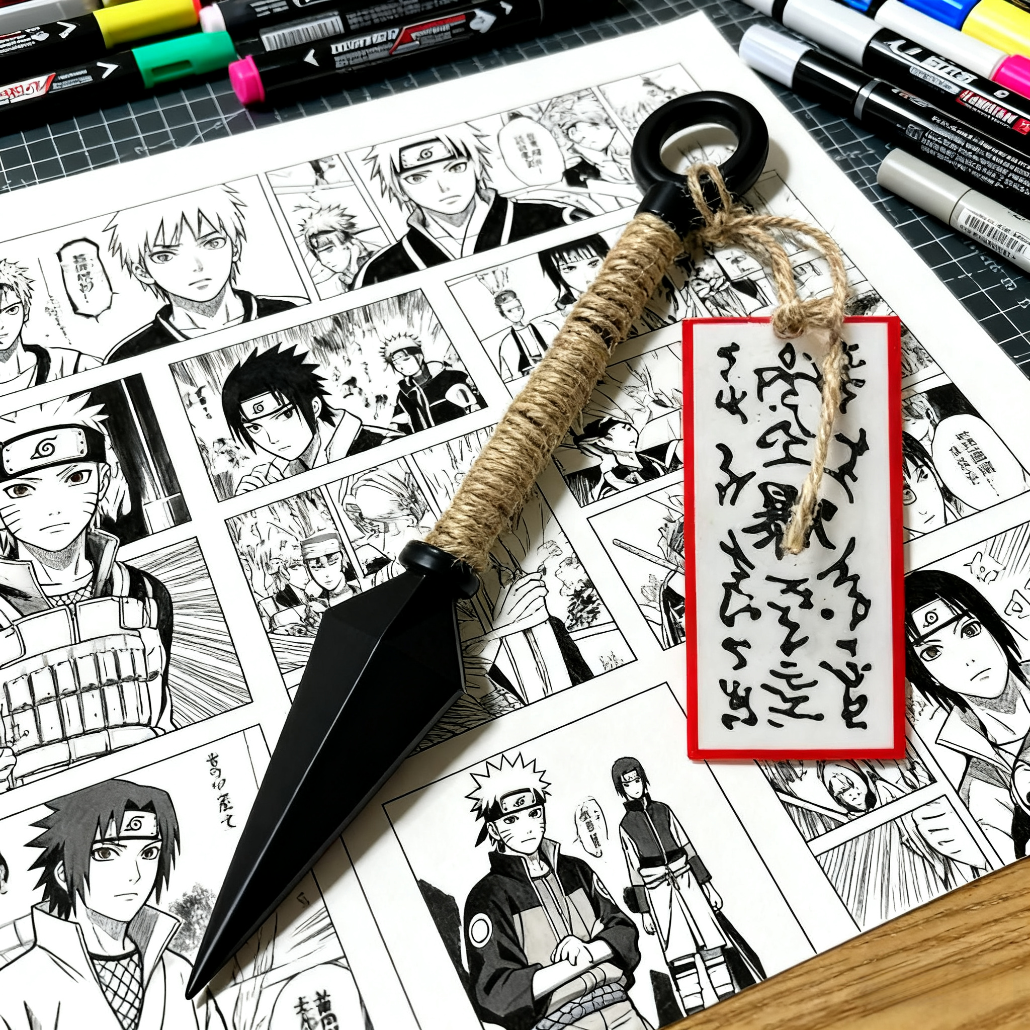 火影忍者手里剑上课可玩苦无中性笔创意动漫周边刀笔二合一小学生写字