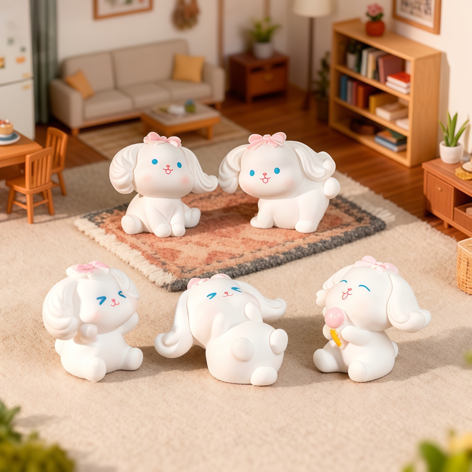 桌宠可爱小白狗摆件打工人创意可爱树脂迷你小玩具微景观车载桌面