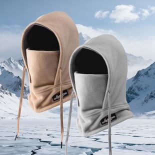保暖口罩男款帽子围脖口罩三合一秋冬款加厚加绒骑车防寒护耳神器