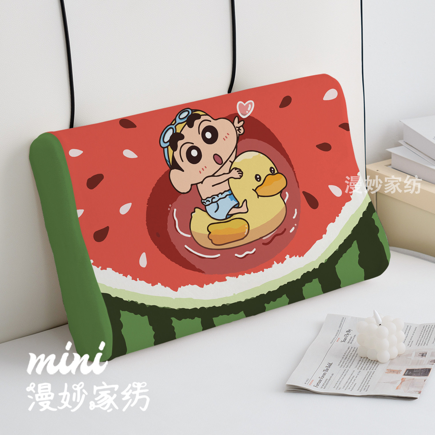 日系蜡笔小新绒款乳胶枕套亲肤透气可机洗枕套学生宿舍全包式枕套