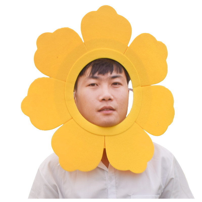 幼儿园运动会开幕式入场七彩梅花头套道具儿童表演花搞笑太阳花脸