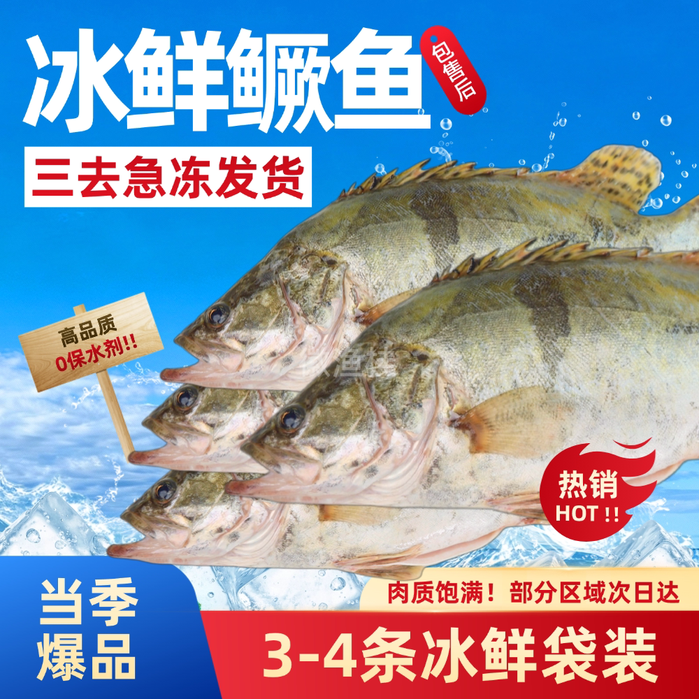 【冰鲜鳜鱼】徽渔桂池州花鳜三去净重2斤3斤4斤现杀桂鱼3-4条装