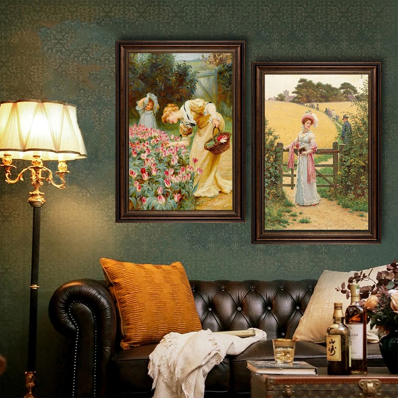欧式装饰画抽象艺术花卉女人挂画中古风酒店挂画古典油画风墙壁画图片