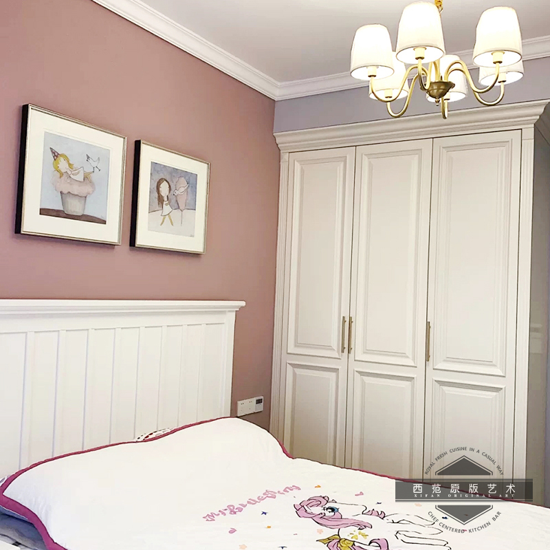 新款进口儿童房装饰画女孩小公主卧室床头卡通墙画美式北欧风格双