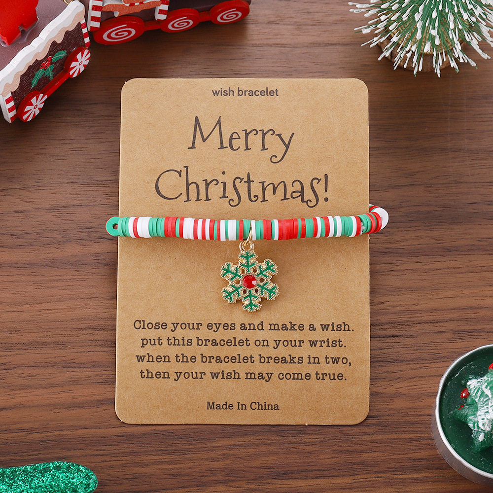 Christmas Bracelet Element Pendant Card Bracelet Cute Santa Claus Polymer Clay Bracelet