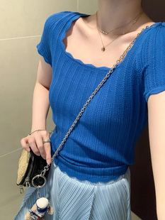 方领坑条针织短袖 zss 裸感体验显瘦凉感 高分基础款 24SS