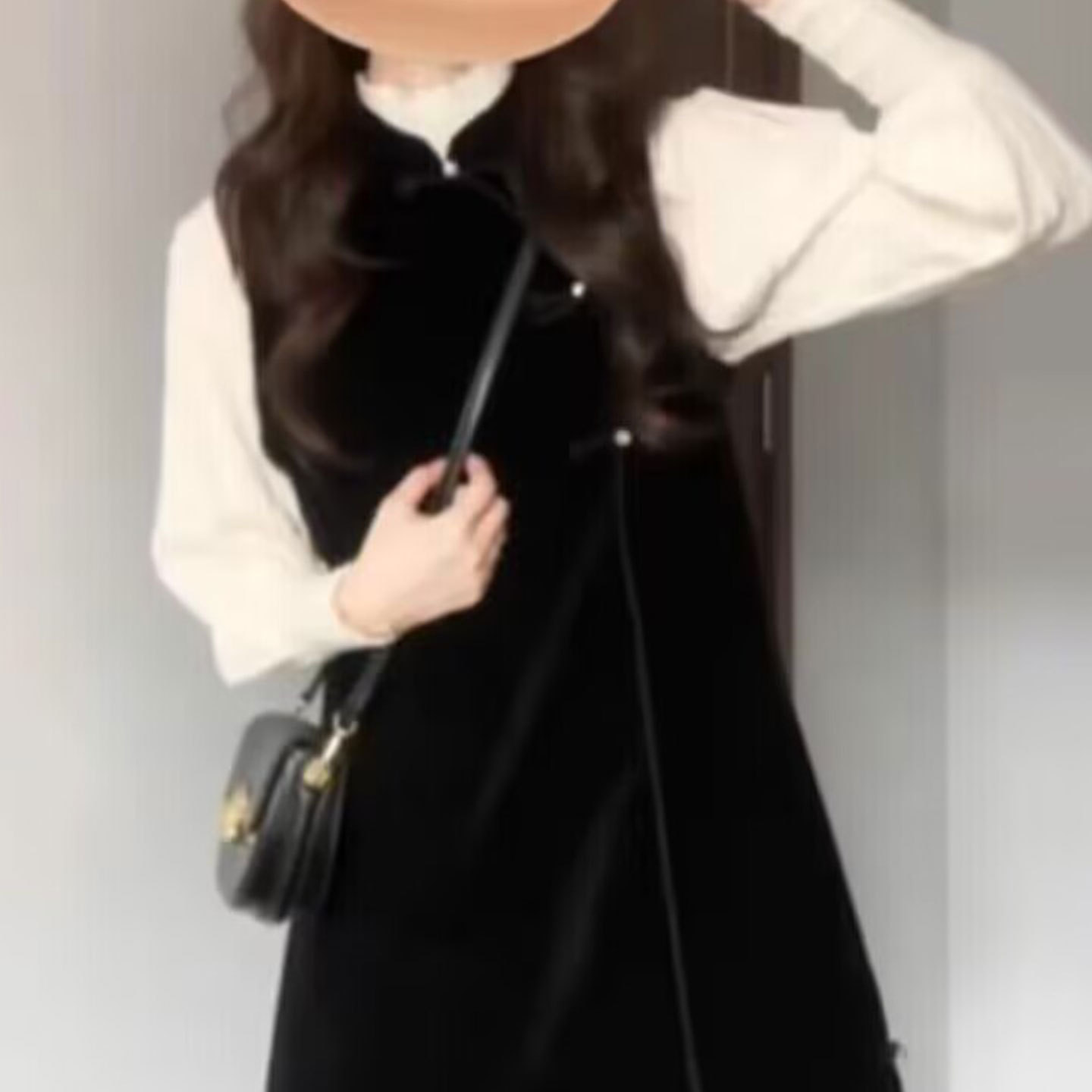 改良旗袍黑色丝绒连衣裙两件套装